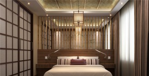 上海东渡青筑128平米三居室日式风格卧室