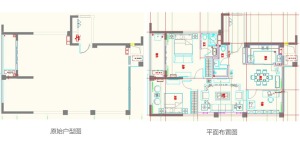 上海永和丽园104平米两居室新中式风格户型图模板