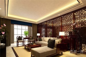 上海新世纪花苑90平米三居室中式风格效果图