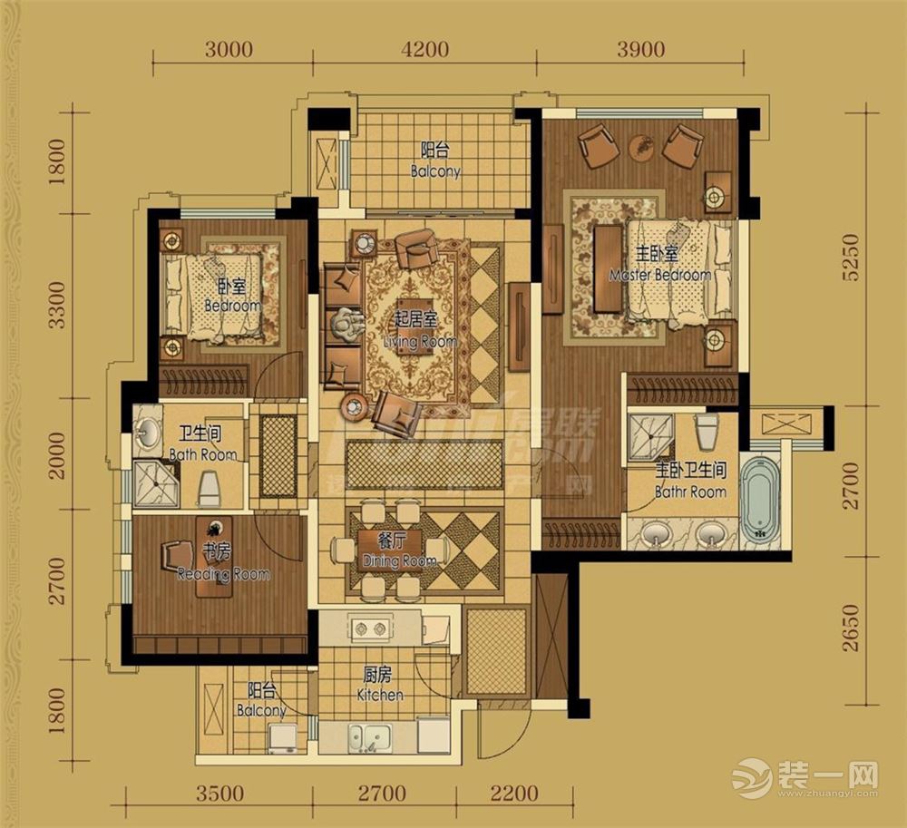 【生活家装饰】保利康桥123㎡户型图