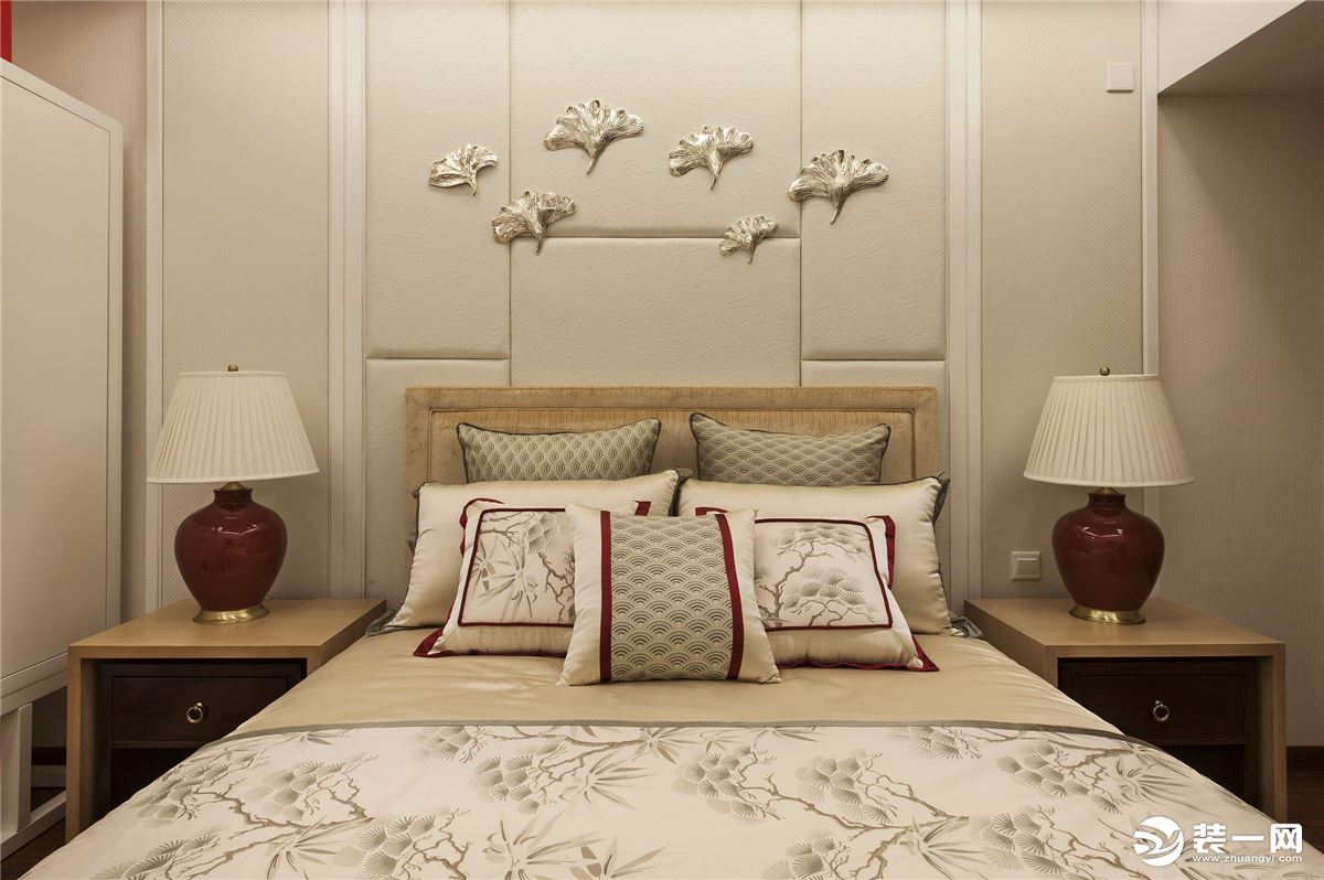 卧室海口锦地翰城三居室120平新中式风格装修