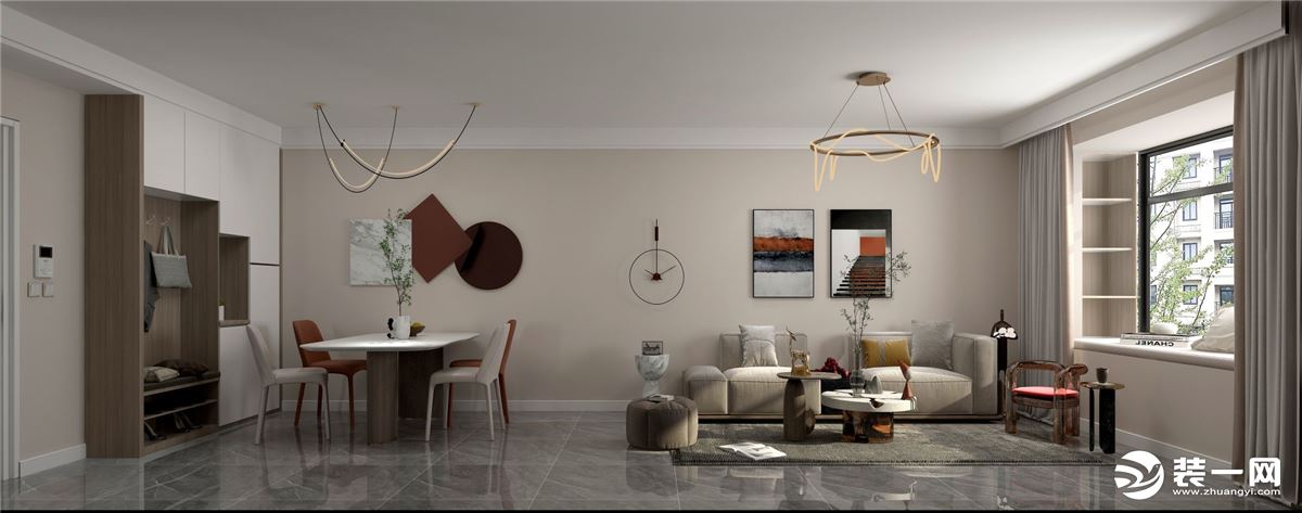 加上暖色调的抱枕渲染一种温馨的情调，打造了简洁朴素的客厅空间。