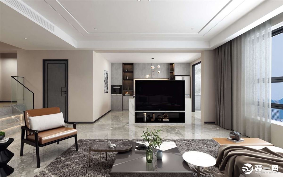 客厅家具方面，建议采用灰色调和金属元素点缀，营造平静而不失时尚氛围，使整个客厅显得简单舒适，不失奢华