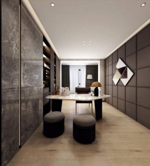 常用的高级黑色和高级灰色作为一种表现，给人一种空间整洁的感觉。