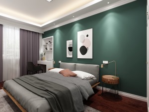 卧室-北欧简约风格中灯具是非常重要的。它强调光照体本身的形象质感和光源对象内不同光环境的功能性
