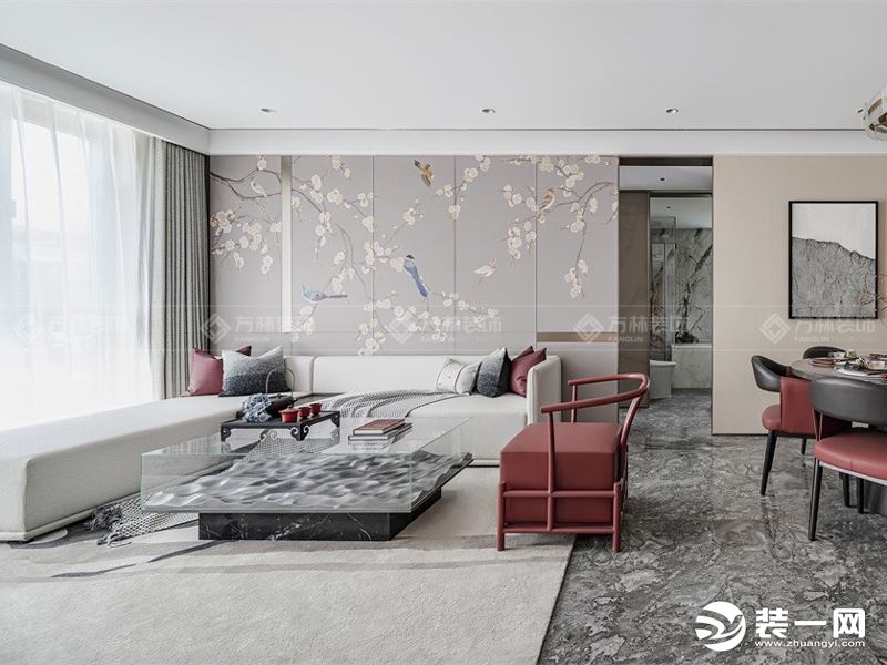 【南京方林装饰】苏建豪庭137㎡新中式风格案例——客厅
