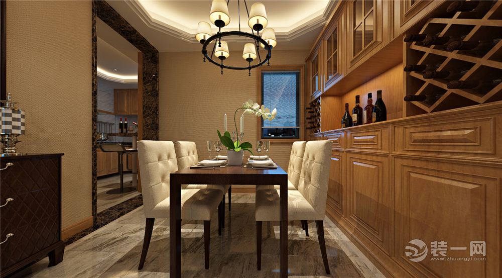 【远景装饰】华宇城  三室两厅 126平 造价14万 港式风格 餐厅装修效果图
