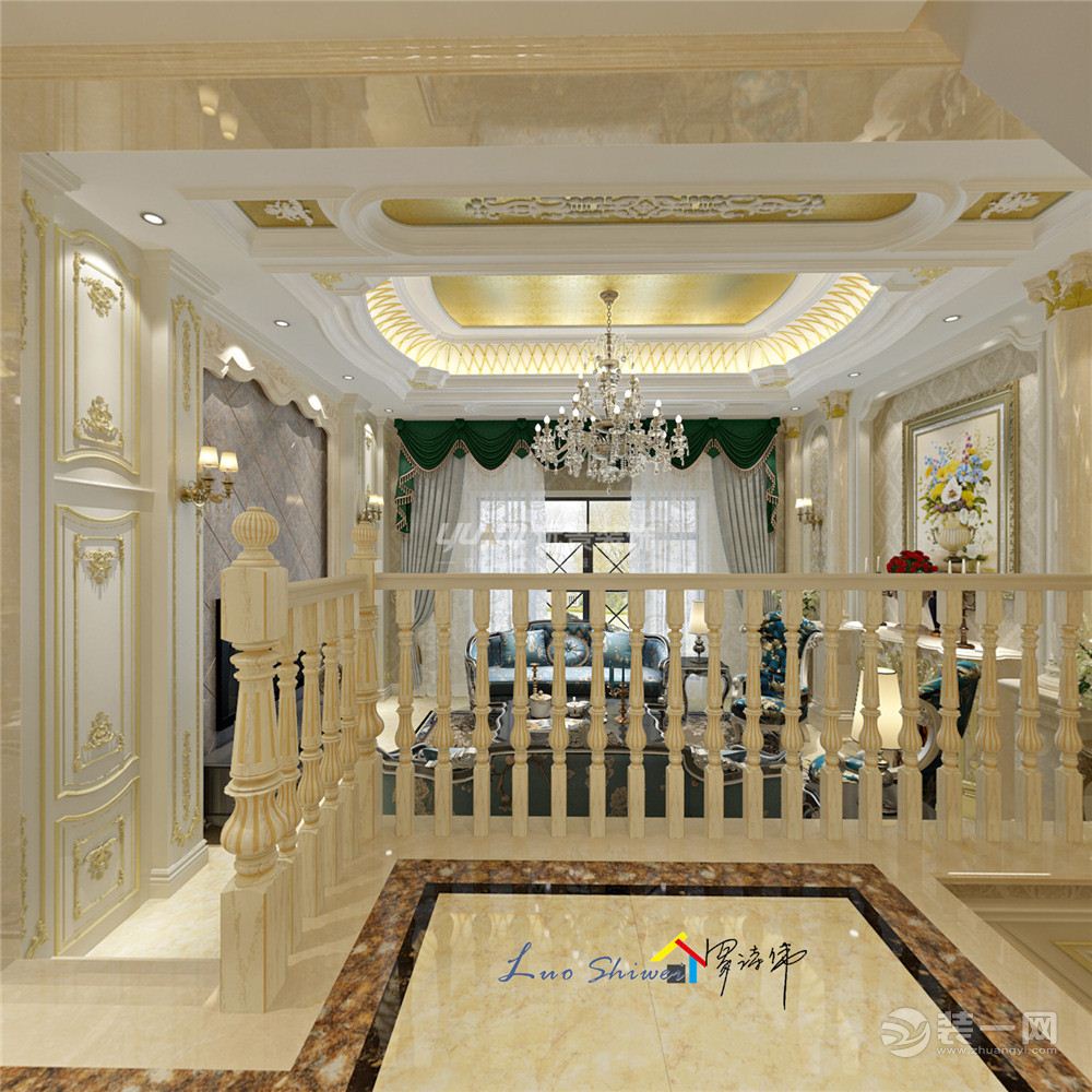 【远景装饰】逸翠庄园 320平 别墅 造价36万 法式风格 客厅