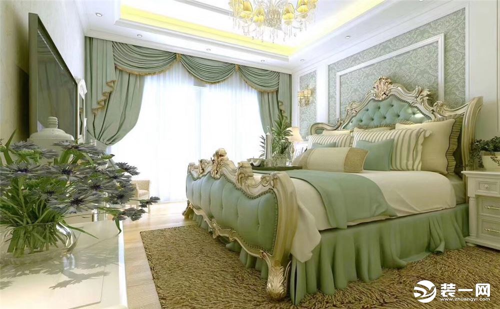 卧室  整个空间以淡绿色为主，给人一种清新淡雅的感觉，仿佛春天来临之际一样的清爽