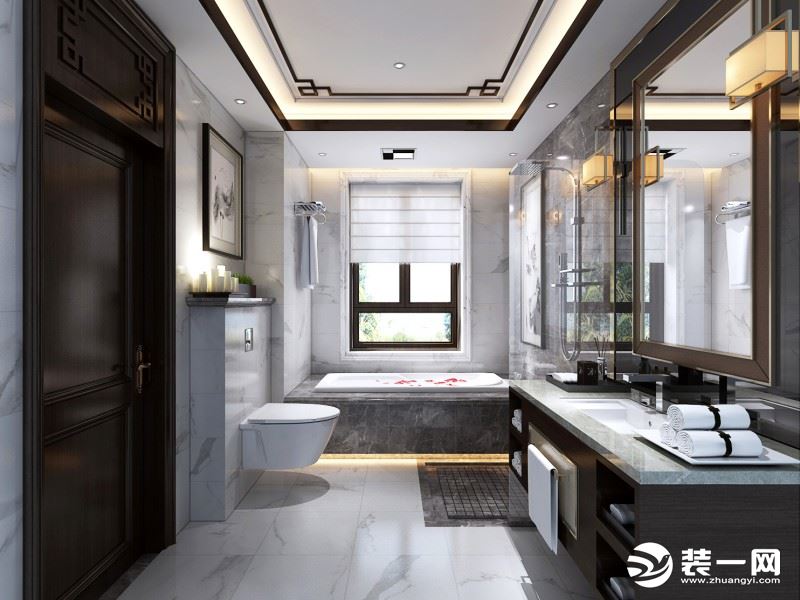 【西安方林装饰】紫薇永和坊260平米平层新中式风格案例——卫生间