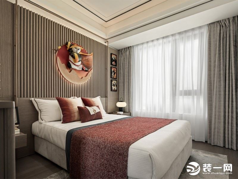 【西安方林装饰】万达天樾149㎡新中式风格案例——卧室