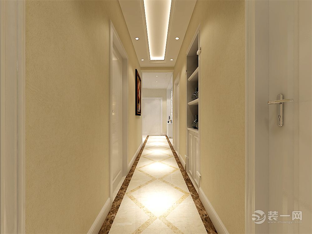 保利海上五月花四期131平三居室简欧风格装修效果图走廊
