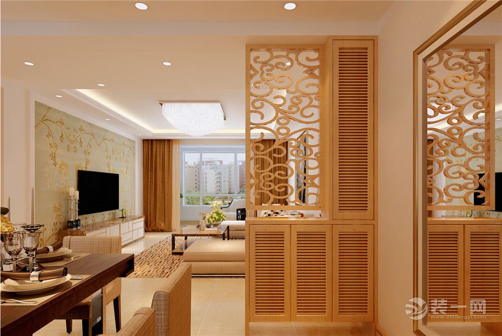 金地锦城129平三居室现代简约风格装修效果图客餐厅