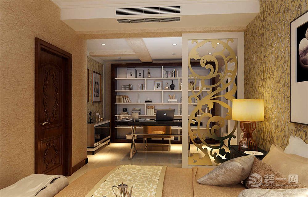 保利海上五月花140平三居室现代风格装修效果图卧室