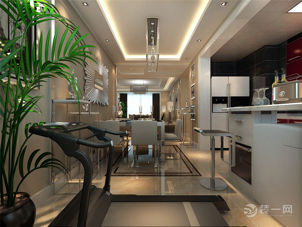 金地铂悦128平三居室港式风格装修装修效果图餐厅与吧台