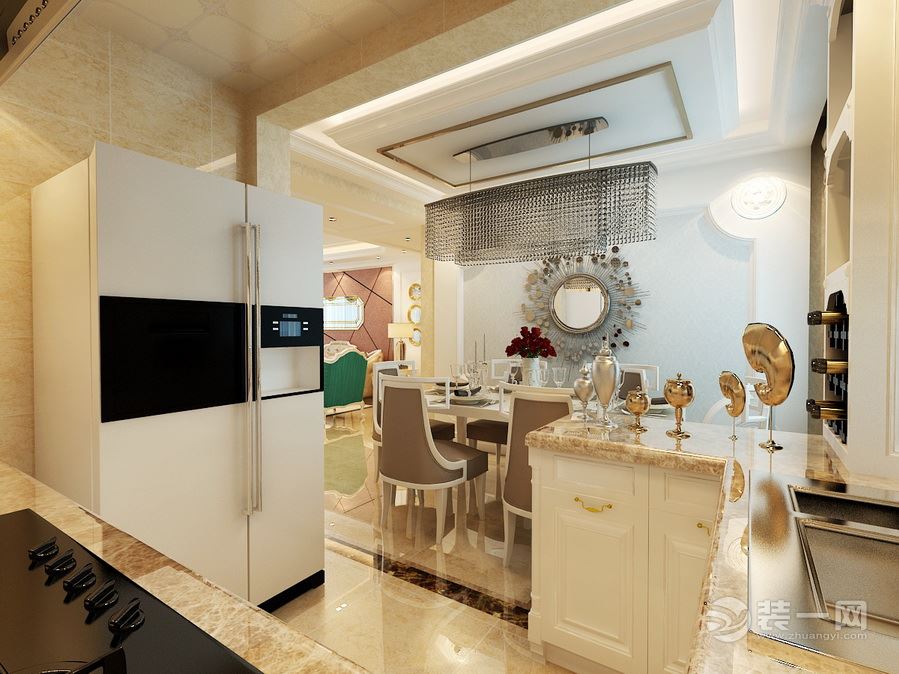 中海国际社区135平三居室欧式风格装修效果图造价28万 厨房