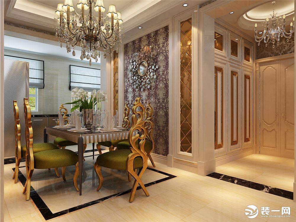 尚景新世界224平四居室新古典风格装修案例效果图餐厅