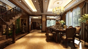 中海盛京府360平别墅美式风格装修效果图餐厅