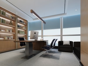 设计独立的休息区和会议室，提供员工休憩和讨论的空间。以浅色为主调，如米黄、淡蓝等，营造清新明亮的氛围