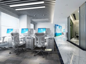 在现代风格办公室设计中，空间规划至关重要。我们会根据客户需求和办公人员数量，合理划分工作区、会议区、