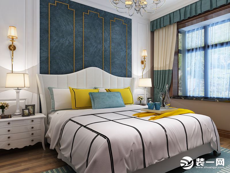 卧室白色的主色调搭配木地板，整洁素净，温馨浪漫。