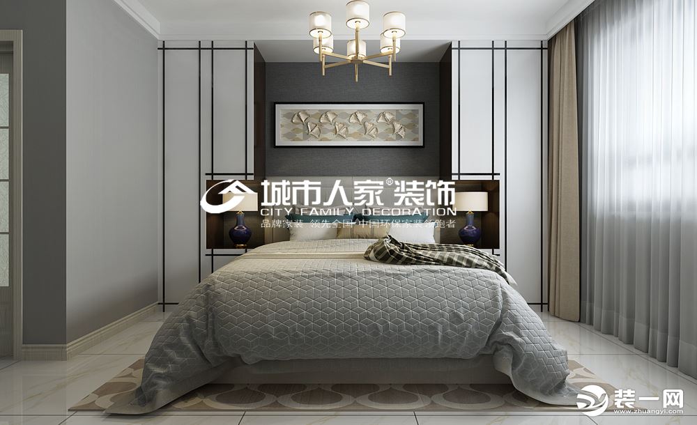 锦东如意城125㎡三居室现代轻奢风卧室效果图