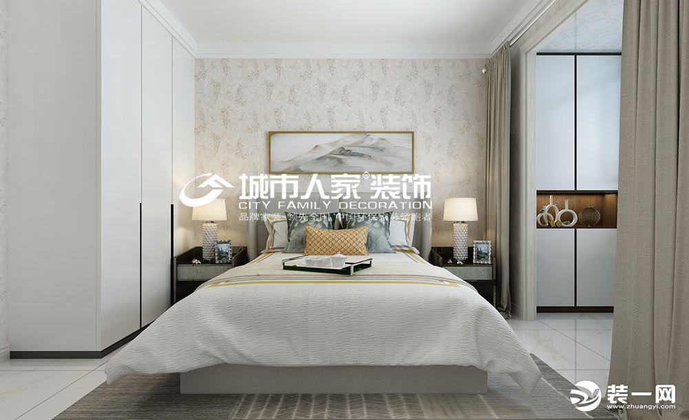 锦东如意城125㎡三居室现代轻奢风卧室效果图
