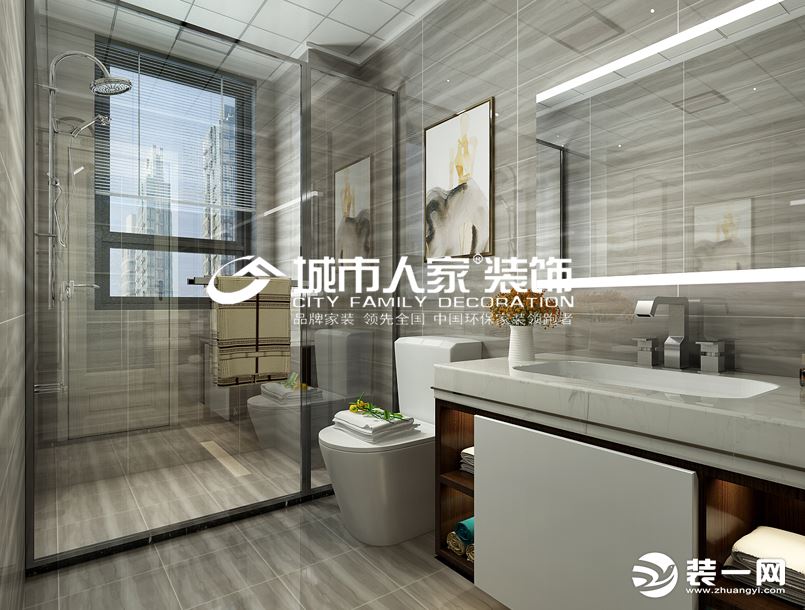 锦东如意城125㎡三居室现代轻奢风卫生间效果图