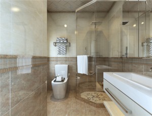 卫生间干湿分离，地砖上墙，干净整洁，便于整理。
