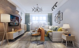 客厅沙发背景墙选用一些特别的装饰画进行点缀，既能增加空间的丰富度，又能塑造出自己风格的个性空间。