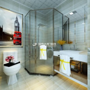 卫生间地砖上墙，提升空间质感，打造出简洁明亮的空间，干湿分离，给你轻松的沐浴享受。