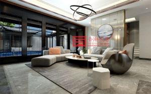 楊柳春風中式合院別墅裝修效果圖-390㎡新中式設計風格