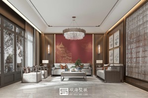 杨柳春风400㎡中式轻奢风格装修案例
