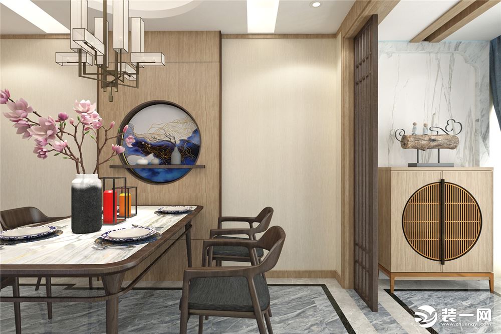 俊雅装饰蓝光天骄城 中式风格 126㎡ 三居室 造价10万元 餐厅