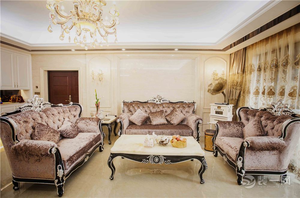 福州长乐皇庭美域168平米大户型简欧风格客厅沙发
