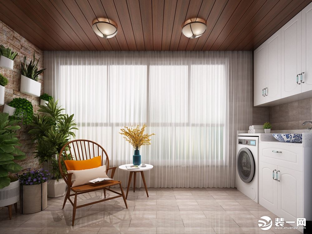 西安理工大小区128㎡现代美式效果图  洗衣房