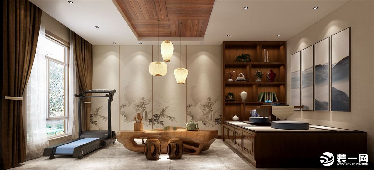 龙湖香醍260㎡复式中式风格，简约 奢华  效果图  休闲室