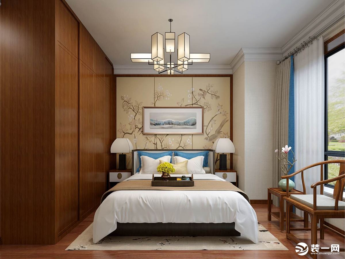蔷薇溪谷130平米现代中式风格  效果图 卧室