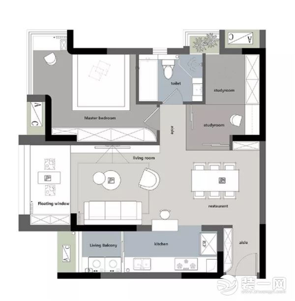 保利公园 80平 两居室 现代简约  平面设计构 装修效果图 