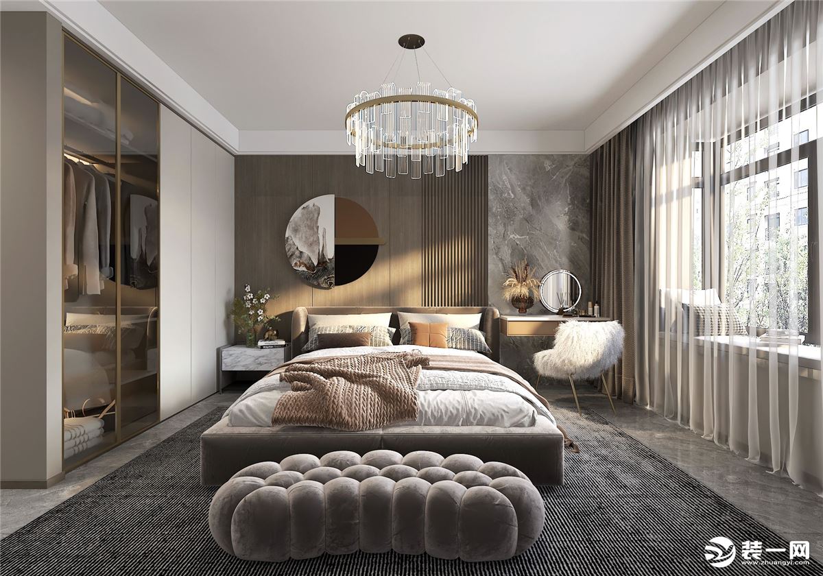 卧室里没有奢华的装饰或华丽的装饰一样，只有合适的灯光舒适度。一种无负担、高质量的生活态度