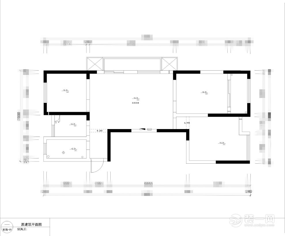  合肥川豪森活广场1#01户型简美风格  原始户型图