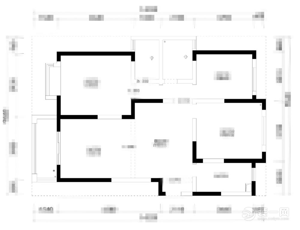 合肥川豪淝河安百苑8#03户型简欧风格        原始户型图