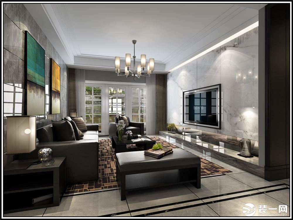 合肥川豪装饰西山林语137平现代简约客厅装修效果图半包4.2万