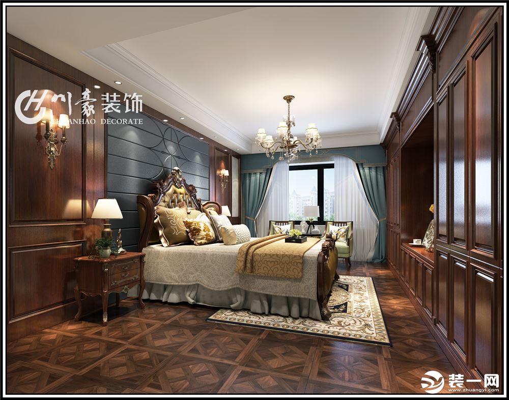 合肥川豪玫瑰园236平美式风格       卧室效果图