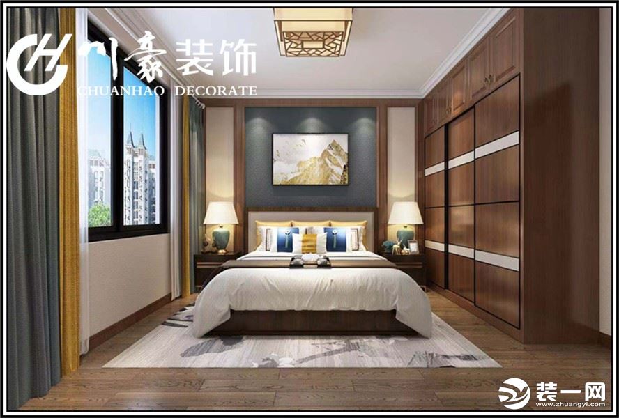 禹州翡翠湖郡135平中式风格装修案例    卧室效果图