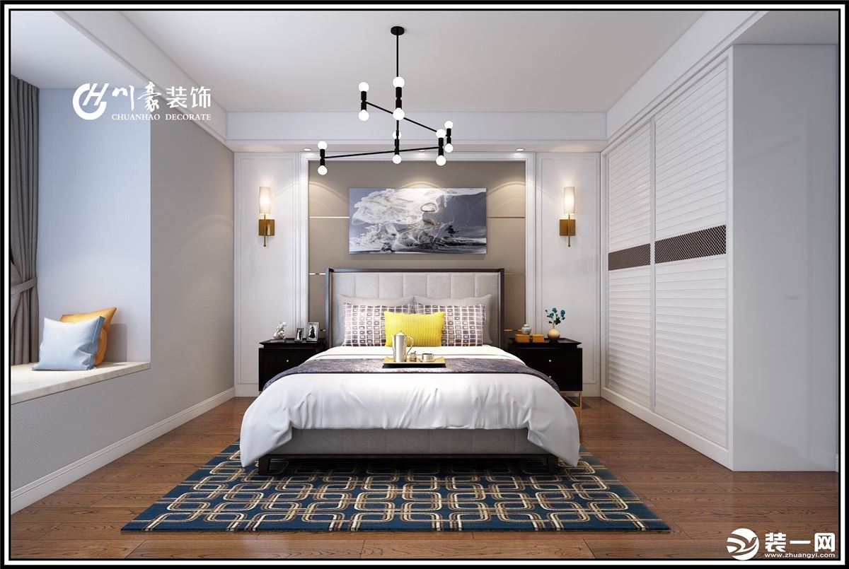 天下锦城88平现代风格装修案例效果图       卧室效果图