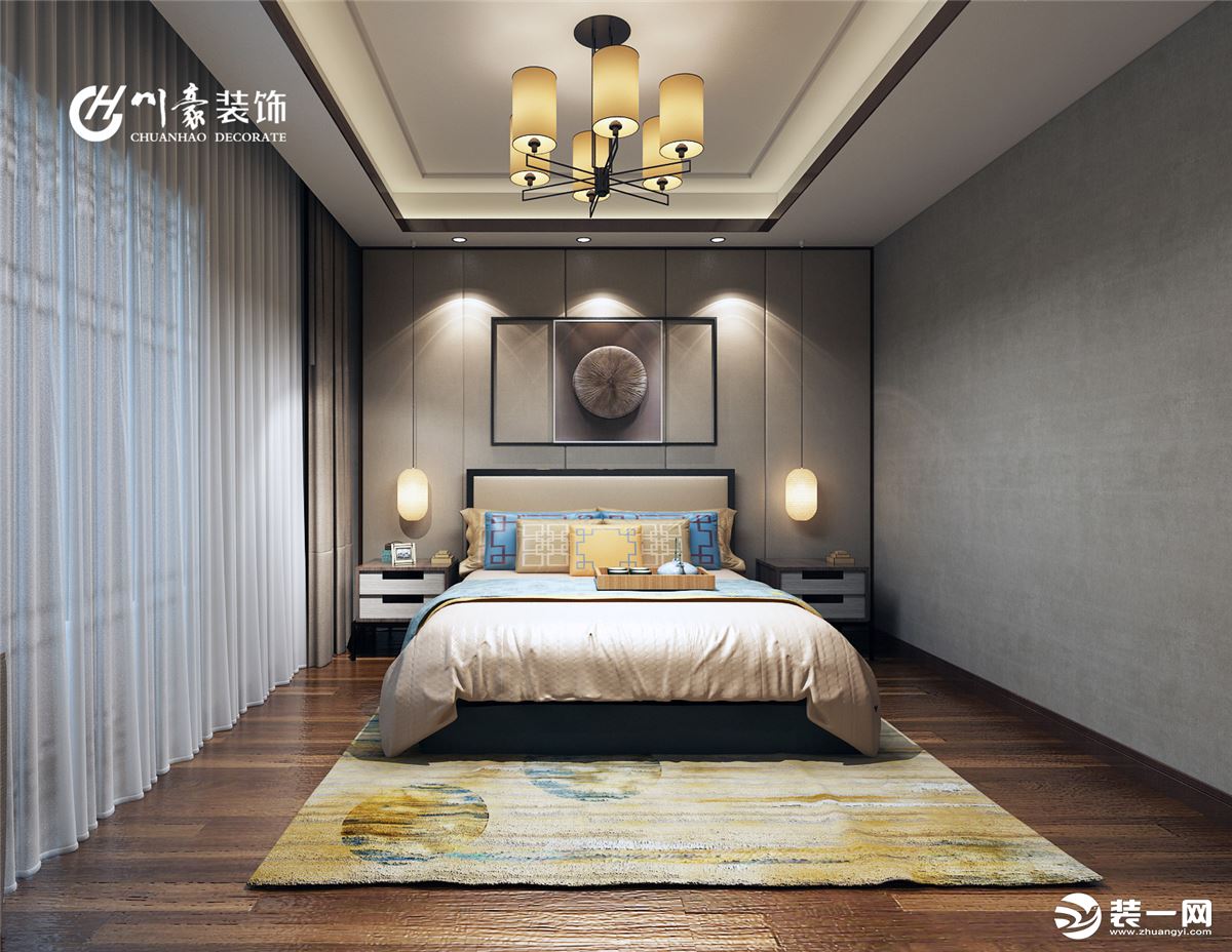 合肥川豪和庄别墅360平中式风格装修案例        卧室效果图