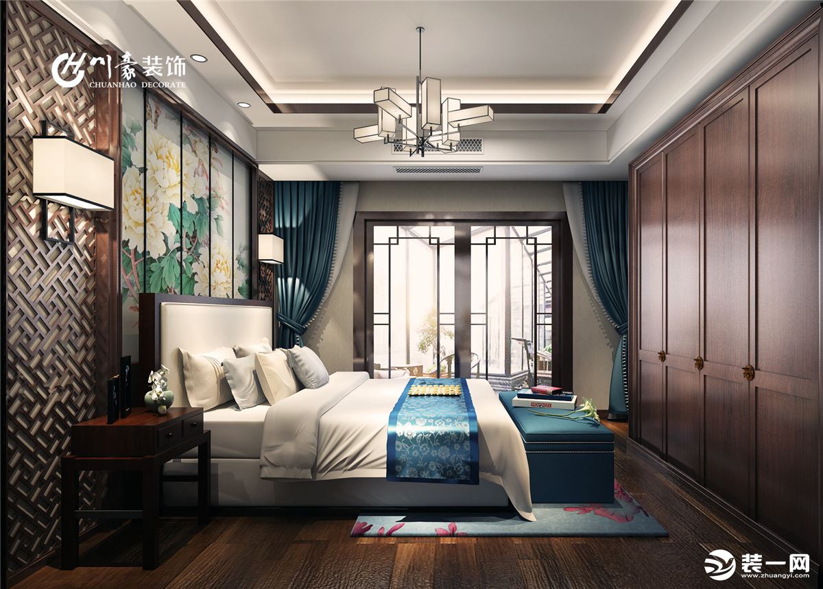 合肥川豪和庄别墅360平中式风格装修案例        卧室效果图