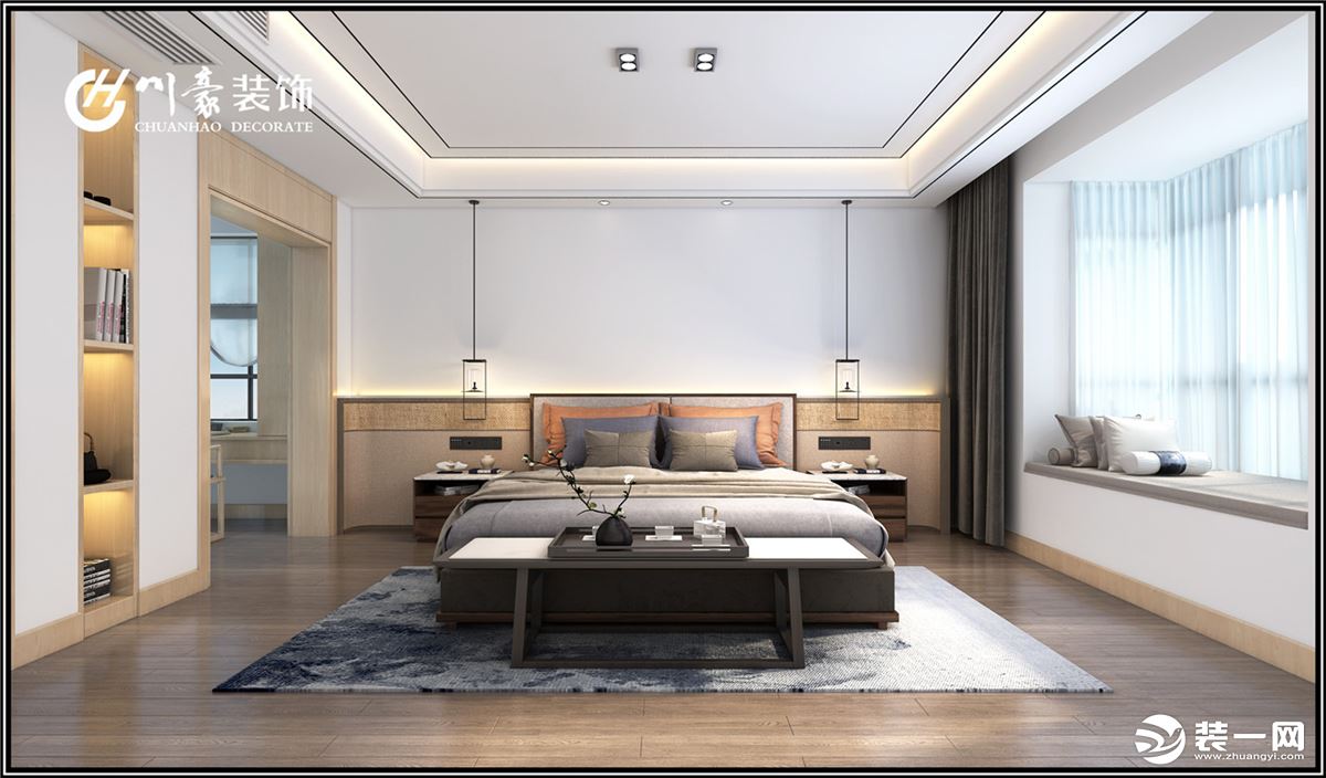 海棠湾新中式205平现代中式风格装修案例      卧室效果图