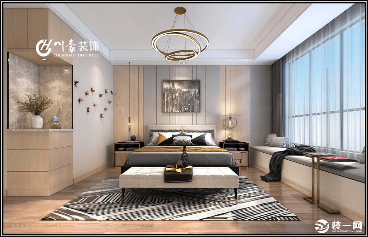 合肥川豪置地双玺155平现代风格装修案例        卧室效果图